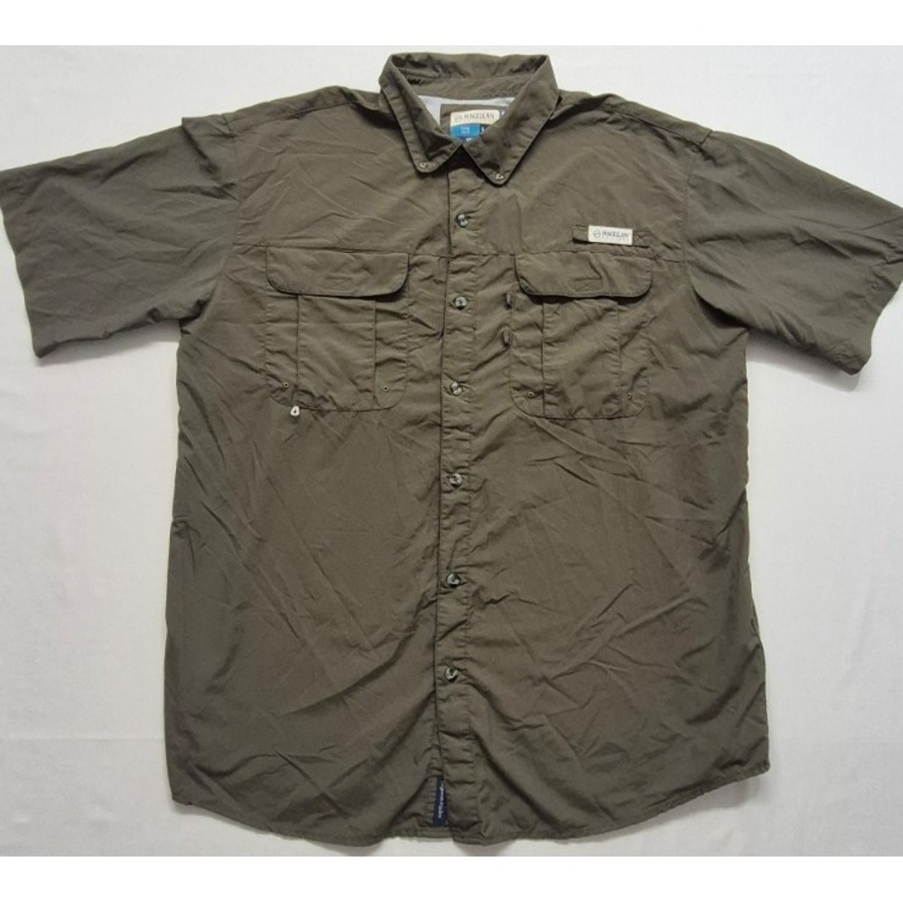 Magellan Laguna Madre men's green Fish Gear Moisture Wicking Relax Fit Shirt LG